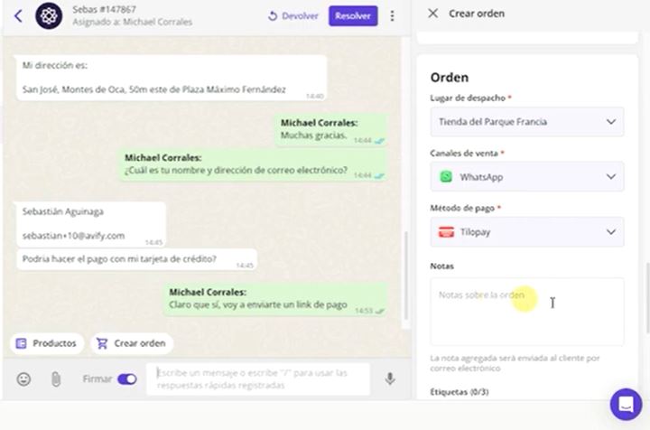 órdenes por WhatsApp